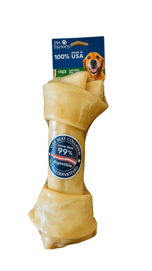 Pet Factory 100% Made in USA Natural Beefhide Bone – 9”